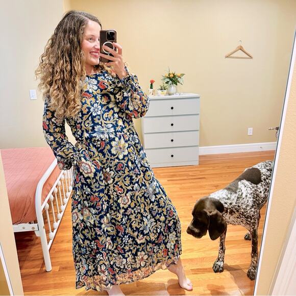 Boden Dresses & Skirts - NWT Boden Blue Floral Long Sleeve Maxi Dress 12R